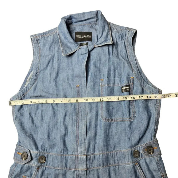 Wildfang Essential Chambray Sleeveless High Waisted Coverall Size: M - Picture 3 of 9